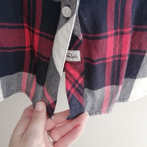 Rails Hunter Plaid Button Up in White, Indigo, Blush Small - Picture 8 of 14
